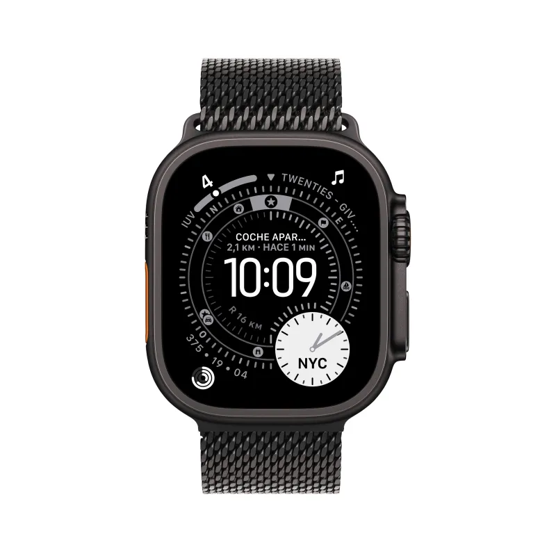 Watch Ultra 3 Cell 49mm Titânio Preto Bracelete Milanesa Preta L